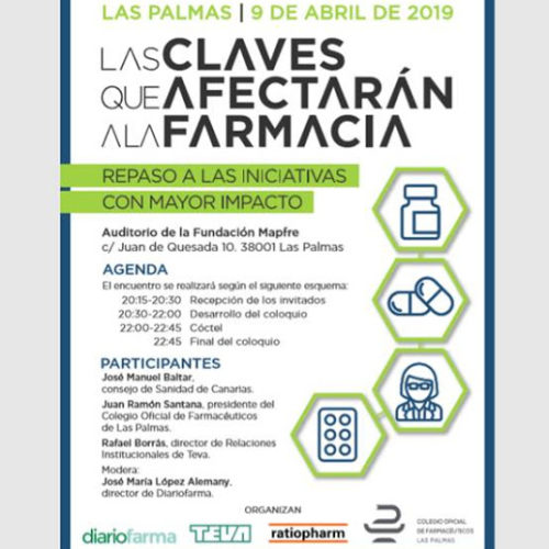 Diariofarma invita a un coloquio con el consejero de Sanidad, el presidente del Colegio y el director de Relaciones Institucionales de Teva